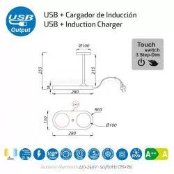 LÁMPARA DE MESA CERES LED USB + INDUCCIÓN - Sobremesa - 4