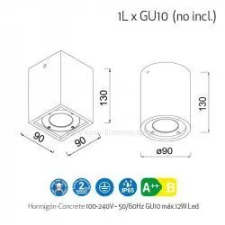 FOCO DE SUPERFICIE LEVI GU10 IP65 CEMENTO - Exterior - 6