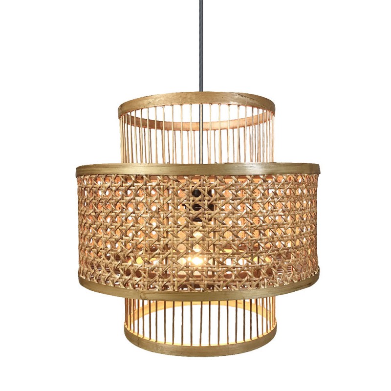COLGANTE BAMBU/ RATTAN 1XE27 BROMELIA REGX36X36 CM - Colgantes - 1