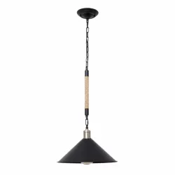 Colgante Med. Soga 1xe27 Negro Cuerda Regx35d - Colgantes - 1