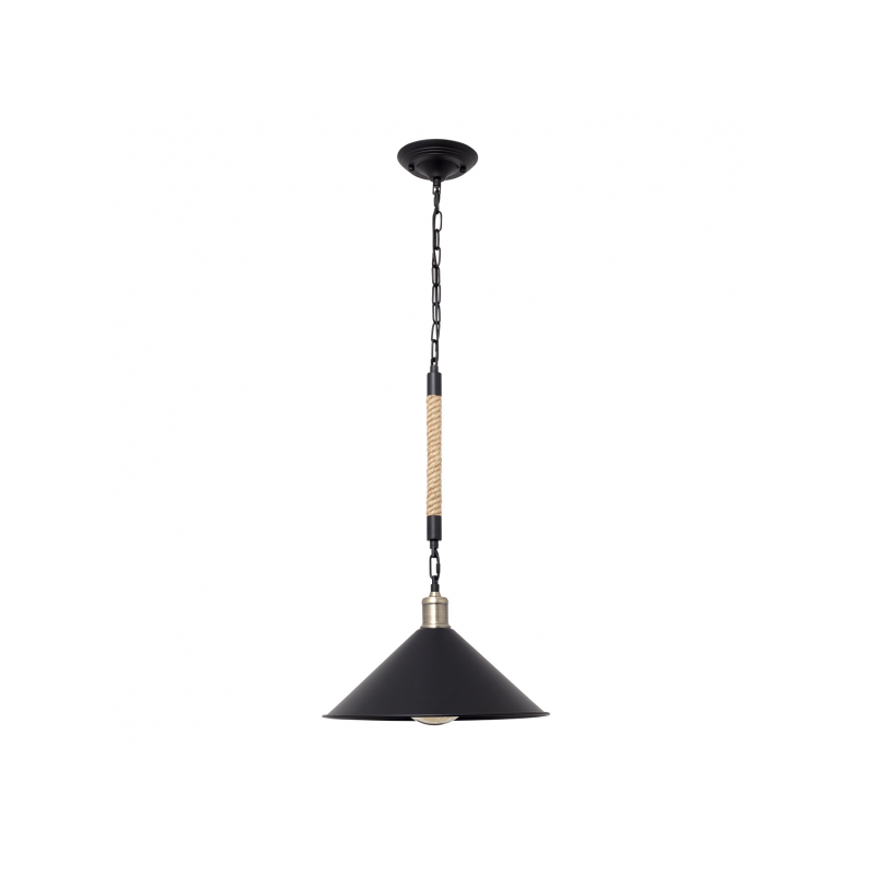 Colgante Med. Soga 1xe27 Negro Cuerda  Regx35d - Colgantes - 1
