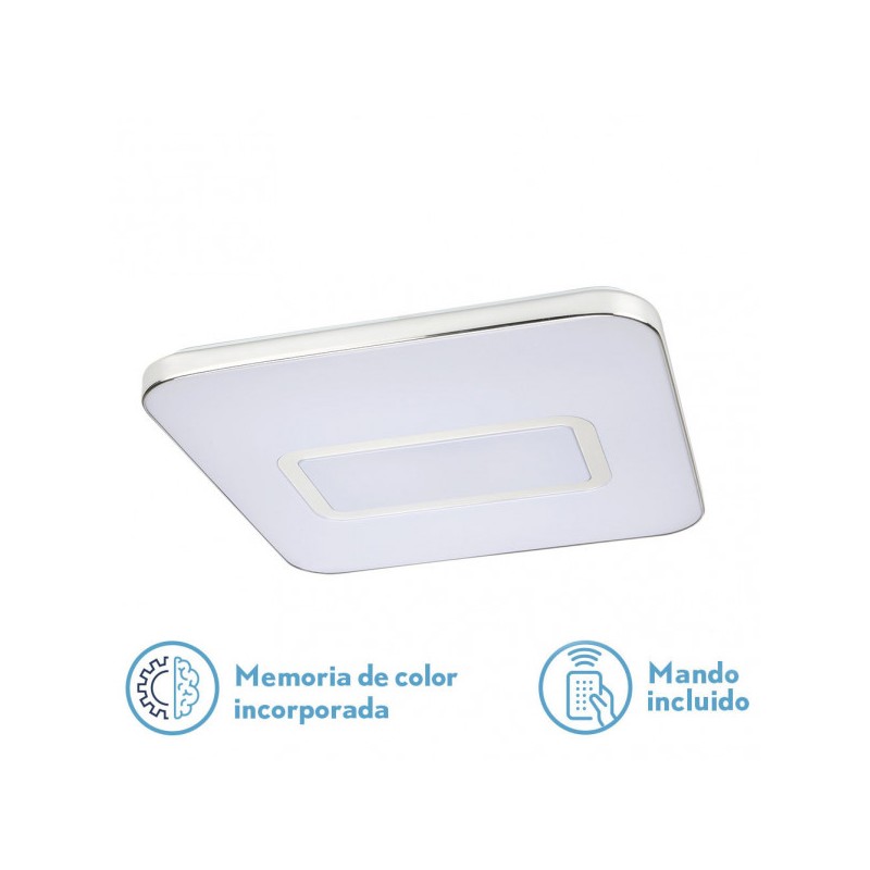 Plafon Nelson 96w 3000-4000-6500k 6,5x53,5x53 Cm 6500lm Reg.intens.y Cont.remoto C/memoria - Plafones - 1