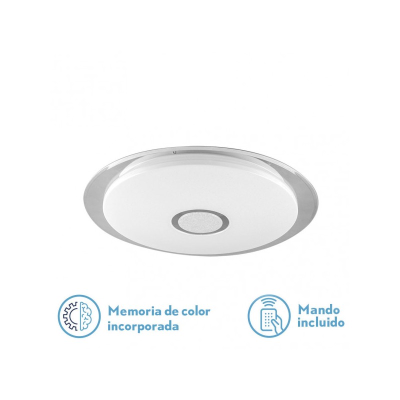 Plafon Tirana 48w 3000-4000-6000k Blanco/cromo Red.6,5x45d 3840lm Reg.intens.y C.remoto C/memoria - Ceiling Lights - 1
