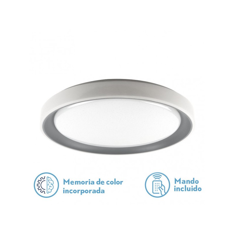 Plafon Luanda 72w 3000-4000-6000k Gris Red.7x49,5d 7200lm Reg.intens. C.remoto C/memoria - Ceiling Lights - 1