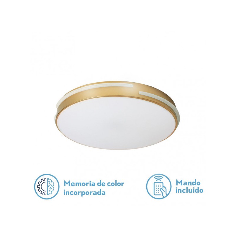 Plafon Riad 48w 3000-4000-6000k Oro Red.5x41x41cm  3840lm Reg.intens. C/remoto C/memoria - Ceiling Lights - 1