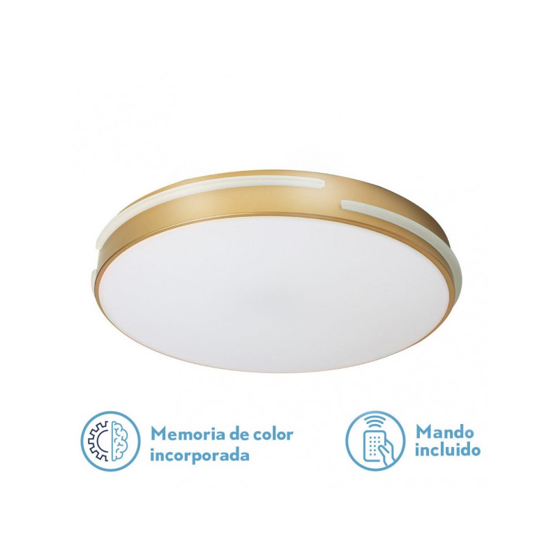 Plafon Riad 96w 3000-4000-6000k Oro Red.5x51,5d  7680lm Reg.intens.c.remoto C/memoria - Ceiling Lights - 1