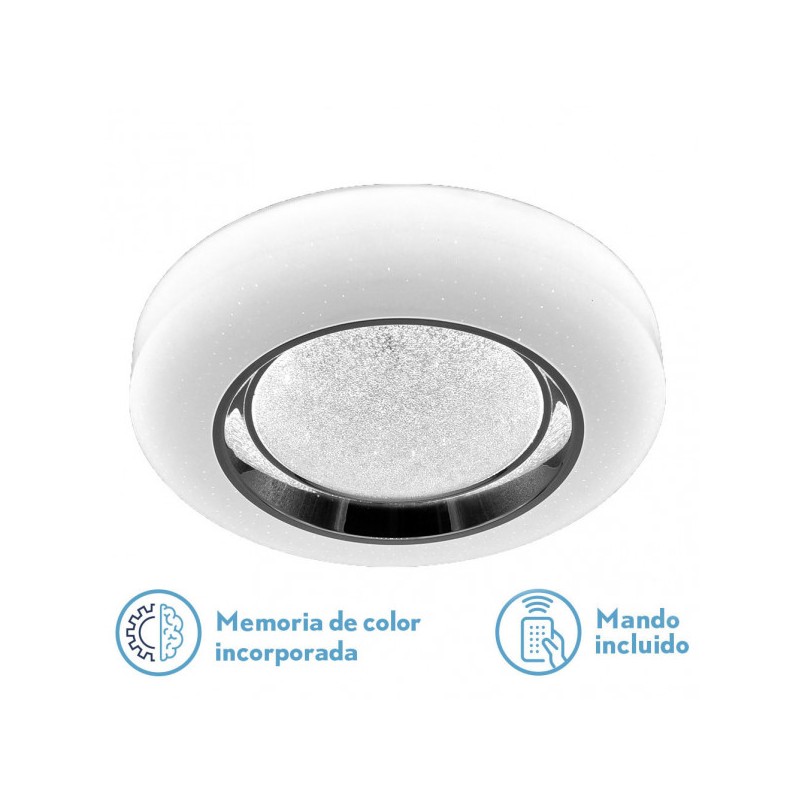Plafon Sarajevo 72w 3000-4000-6000k Cromo 10,5x50 D Red.7200lm Reg.intens.remoto C/memoria - Ceiling Lights - 1