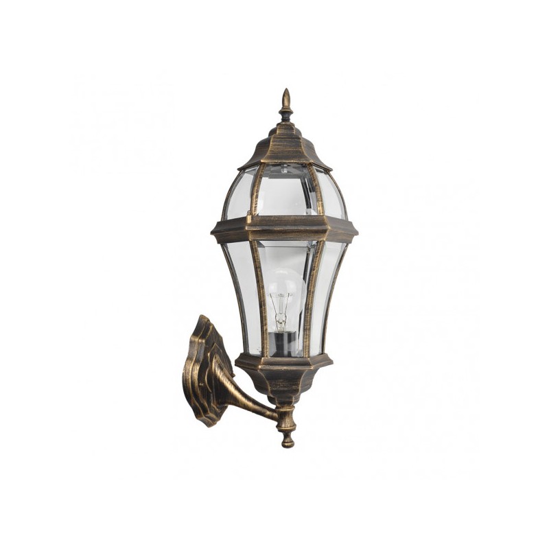 Aplique Exterior Aluminio Becrux 1xe27 Neg/oro  Ip44 59,5x25x26 Cm - Exterior - 1