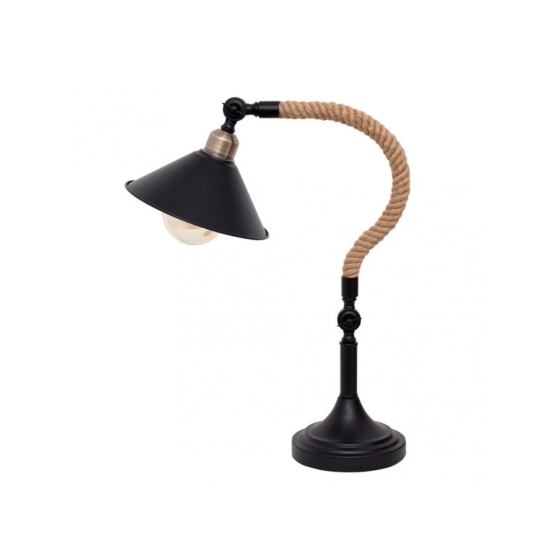 Sobremesa Cabo 1xe27 Negro Cuerda De CaÃ±amo 57x21,5x33 Cm - Table Lamps - 1