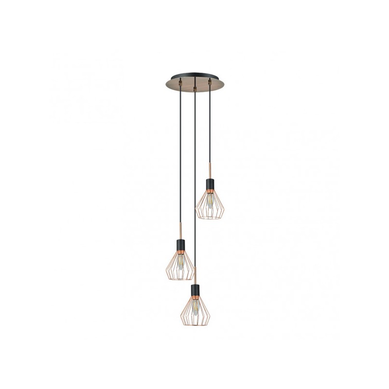 Colgante San Petersburgo 3xe14 Negro/cobre Regx30x30 Cm - Colgantes - 1