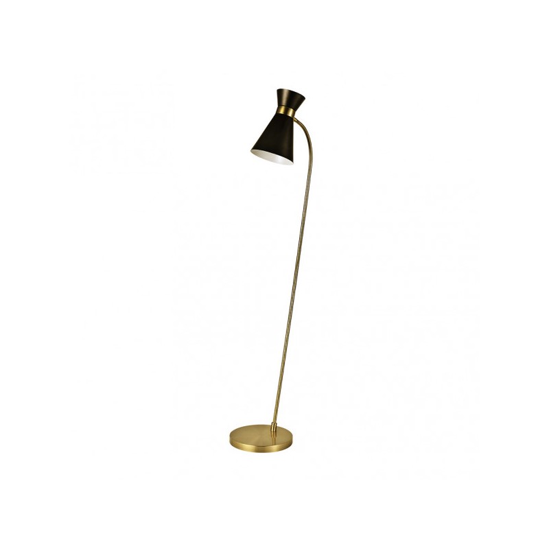 Pie Salon Petra 1xe27 Negro/cuero 139x39x25 Cm Orientable - Lampara de pie - 1