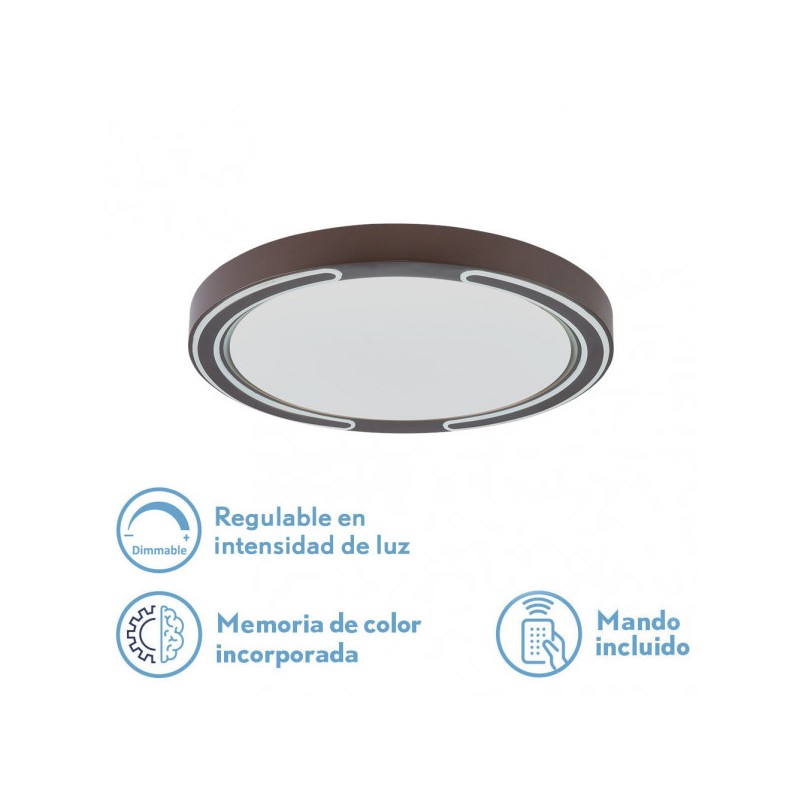 Plafon 48w Asher Marron 3000-4000-6500k 3744lm  6x40x40cm Remoto+reg.int+memoria - Plafones - 1