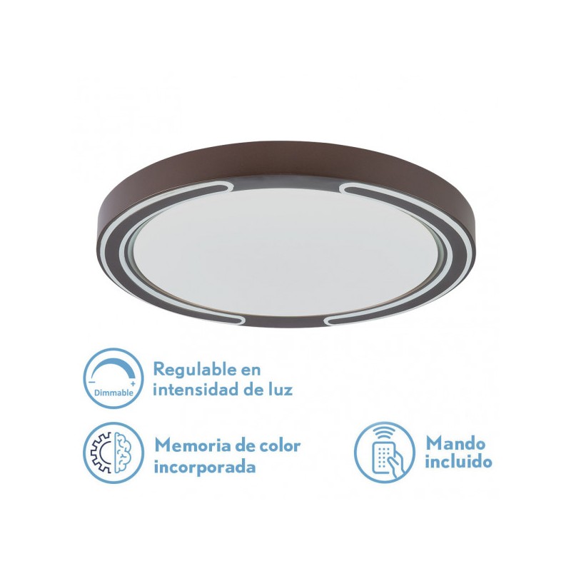 Plafon 72w Asher Marron 3000-4000-6500k 5616lm  6x50x50cm Remoto+reg.int+memoria - Ceiling Lights - 1