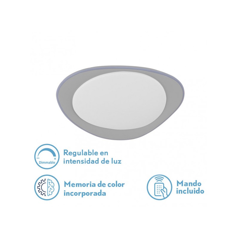 Plafon 48w Daire Gris 3000-4000-6500k 3744lm  7,5x45x45cm Remoto+reg.int+memoria - Ceiling Lights - 1