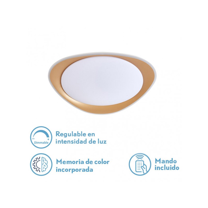 Plafon 48w Daire Oro 3000-4000-6500k 3744lm  7,5x45x45cm Remoto+reg.int+memoria - Plafones - 1