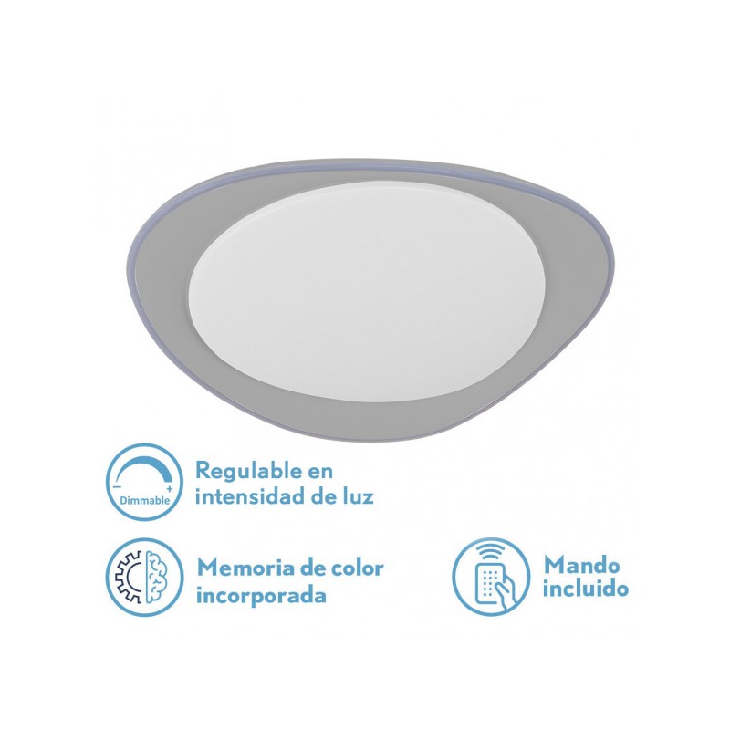 Plafon 72w Daire Gris 3000-4000-6500k 5616lm  7x55x55cm Remoto+reg.int+memoria - Plafones - 1