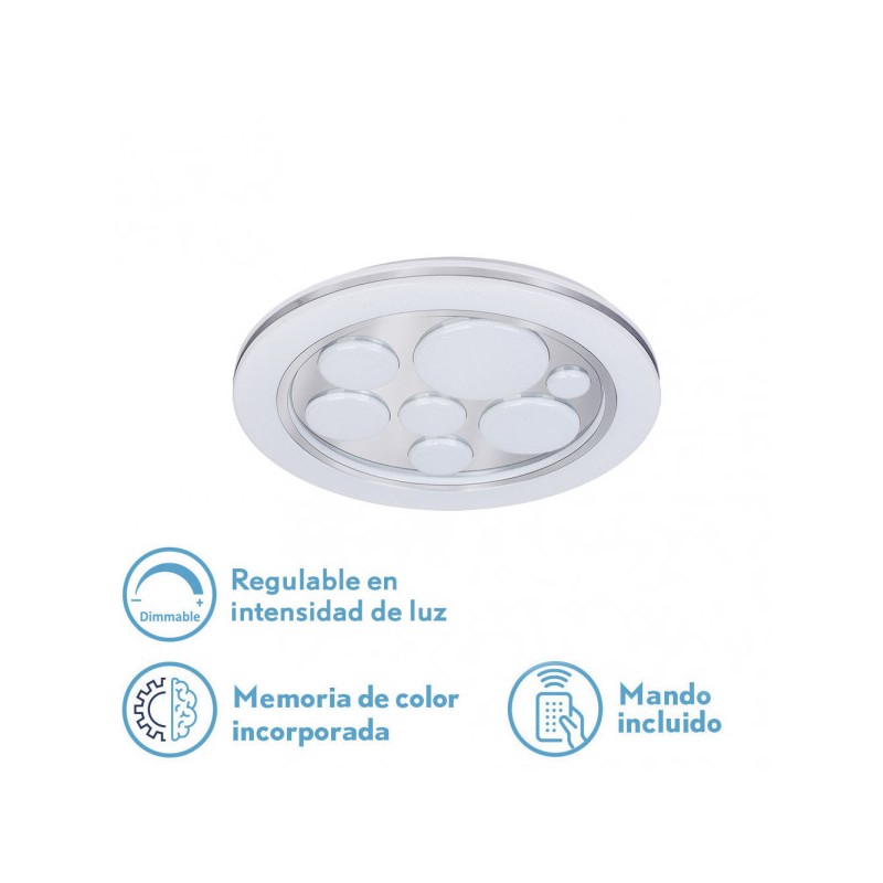 Plafon 72w Kuno 3000-4000-6500k Blanco/cromo 5616lm  5x39x39cm Remoto,reg.int,memoria - Ceiling Lights - 1