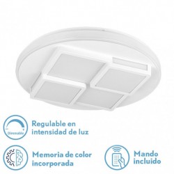 Plafon 96w Lavi 3000-4000-6500k 7488lm Blanco  8,5x49x49cm Remoto+reg.inten.+ Memoria - Plafones - 1
