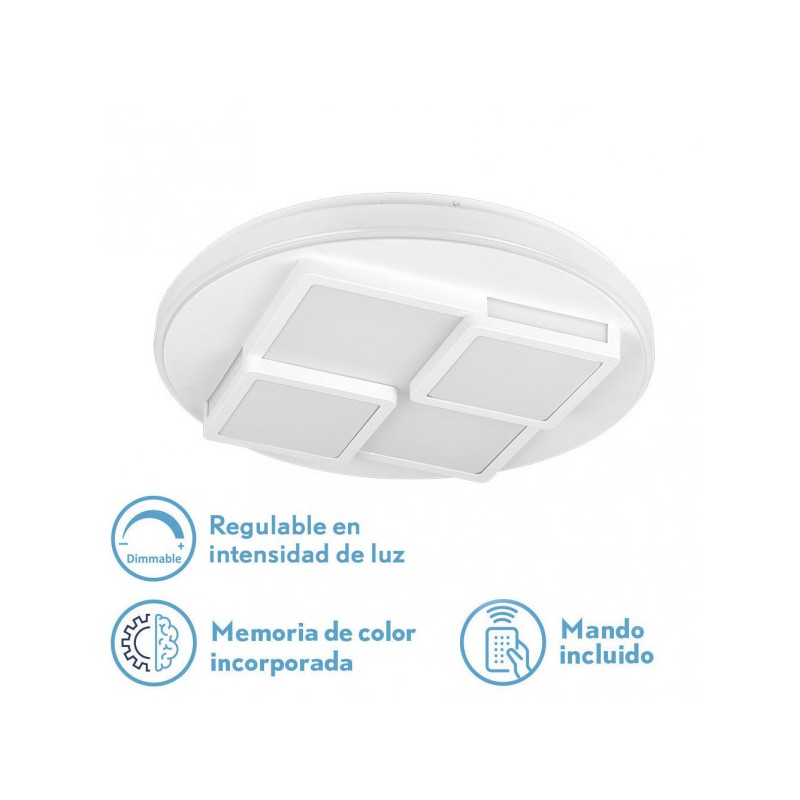 Plafon 96w Lavi 3000-4000-6500k 7488lm Blanco  8,5x49x49cm Remoto+reg.inten.+ Memoria - Plafones - 1