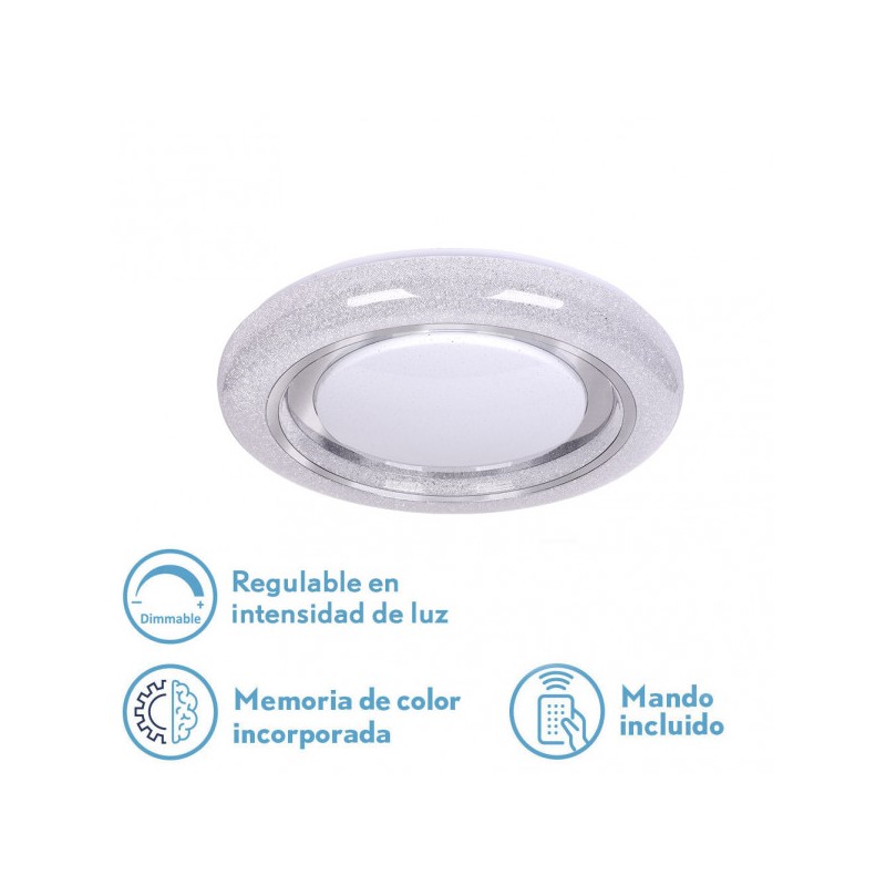 Plafon 48w Rune 3000-4000-6500k 3744lm Blanc/cromo 7x38x38 Cm Remoto,reg.int.memoria.estre. - Plafones - 1