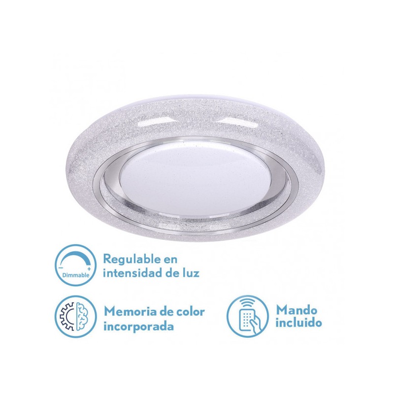 Plafon 72w Rune 3000-4000-6500k 5616lm Blanc/cromo 7,5x48x48 Cm Remoto,reg.int.memoria.estrella - Ceiling Lights - 1