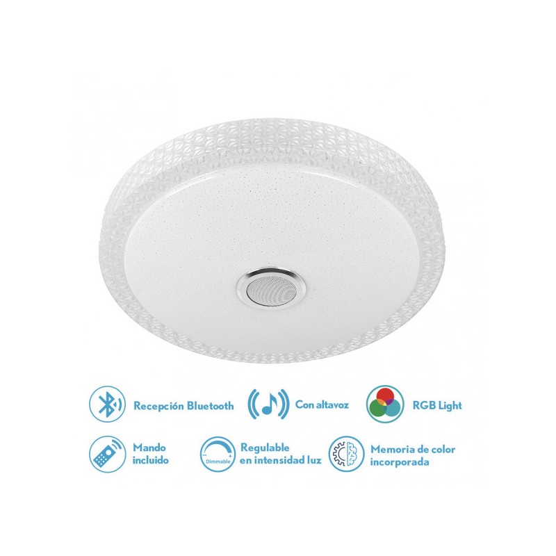 Plafon 72w Zaid 3000-4000-6500k Rgb Blan/transp Buetooth 9x50x50 Cm Remoto,reg.int.memoria.altavoz 5760lm - Ceiling Lights - 1