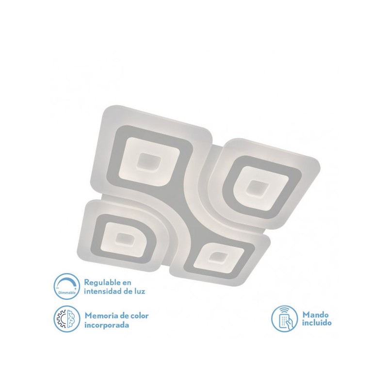 Plafon 136w 3000k, 4000k, 6500k Blanco Columba 5x52x52cm 18360Lm Regulable, Memoria y C. Remoto - Ceiling Lights - 1