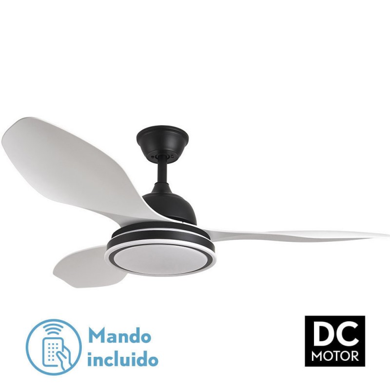 VENTILADOR 48W DC DATOO NEGRO 3 ASPAS BLANCAS 6 VEL. 33/48X122X122CM - Ventiladores con luz - 1