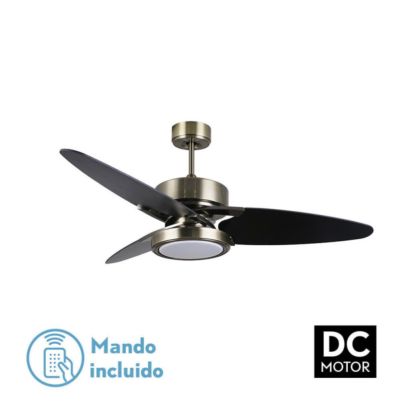 VENTILADOR DC CROSS 30W CUERO 3 ASPAS NEGRO/NOGAL 6VEL - Ventiladores - 1