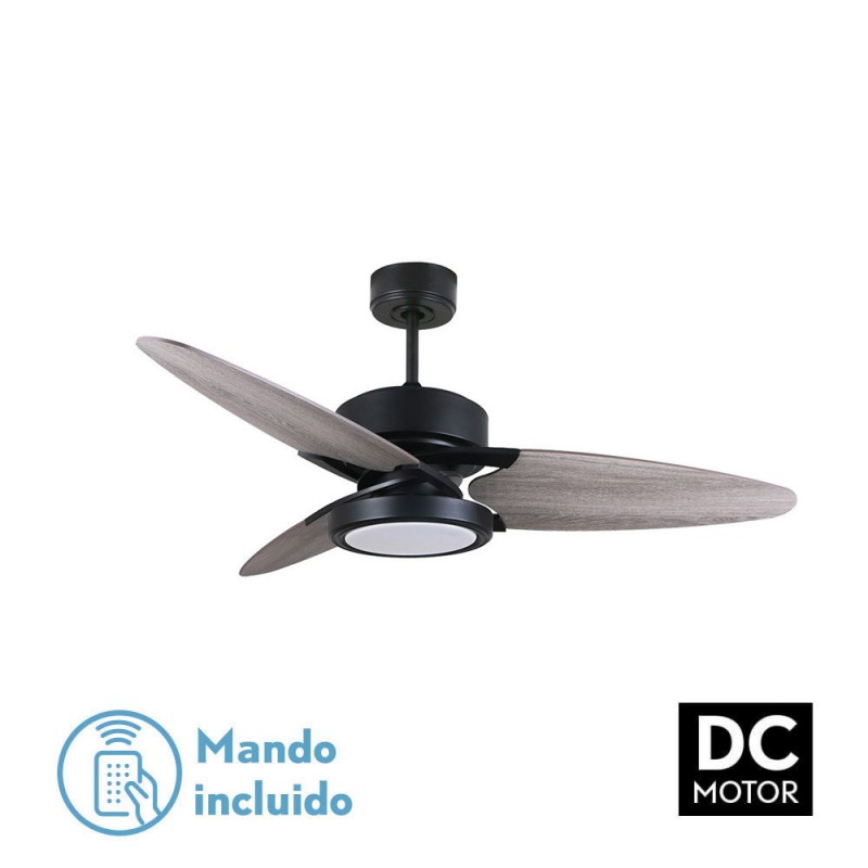 VENTILADOR DC CROSS 30W NEGRO 3 ASPAS GRIS/ROBLE 6VE - Ventiladores - 1