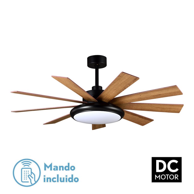 VENTILADOR DC PIREO 36W NEGRO 9 ASPAS ROBLE/HAYA 6 VEL - Ventiladores - 1