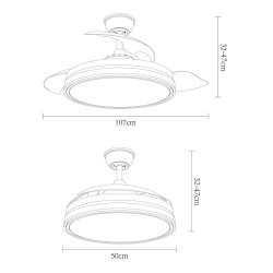 Ventilador Bayomo 72w 7200lm Blanco 4 Aspas Desp. 32/47x55/108 D.3 Color.motor Dc.remoto - Fans with Light - 3