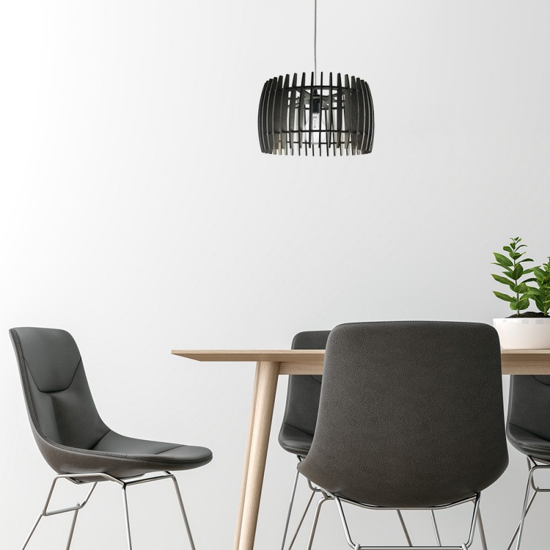 Colgante Poplar 1xe27 Madera Cafe Regx35x35 Cm - Colgantes - 2