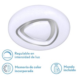 Plafon 72w Mosi 3000-4000-6500k 5616lm Blanc/plata 8x48x48 Cm Remoto,reg.intensidad,memoria,Estrellado - Plafones - 2