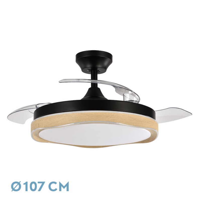 VENTILADOR DC BLONDI NEGRO/MADERA - Ventiladores - 1