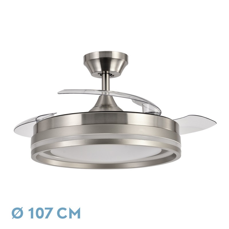 VENTILADOR DC CERRATO NIQUEL 72W 3ASPAS DESPLEGABLES 107D - Fans - 1