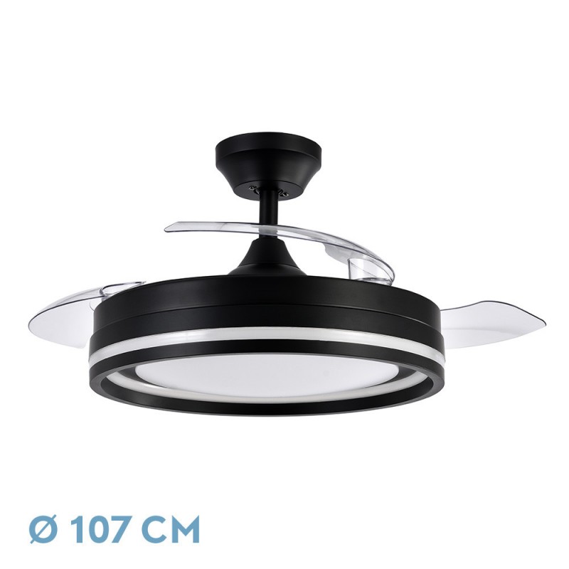VENTILADOR DC CERRATO NEGRO 72W 3ASPAS  107D - Ventiladores - 1