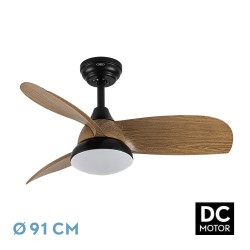 VENTILADOR DC ATOMO 24W NEGRO 3ASPAS MADERA OSCURA - Ventiladores - 1