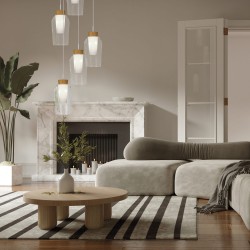 MANTRA NORA Colgante Blanco/Madera 5L - Lámparas - 2