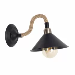 APLIQUE 1XE27 NEGRO CUERDA DE CAÑAMO 35X22X30 - Aplique de pared - 1